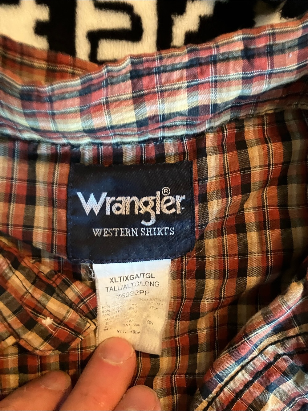 Wrangler Men's Plaid Button-Down Shirt in Red and Tan